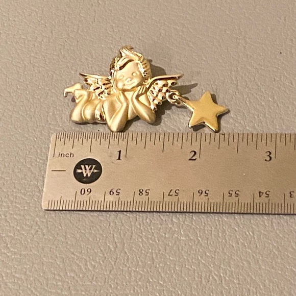 Angel Cherub Pin Brooch With Dangle Star, Signed American Jewelry Co. - Picture 4 of 4